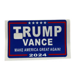 Vinyl credit card cover featuring a Trump Vance 2024 campaign design with a chip cut-out.
