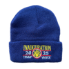 Navy Trump Vance Inauguration 2025 Beanie – classic navy embroidered hat with gold emblem and patriotic stitching.