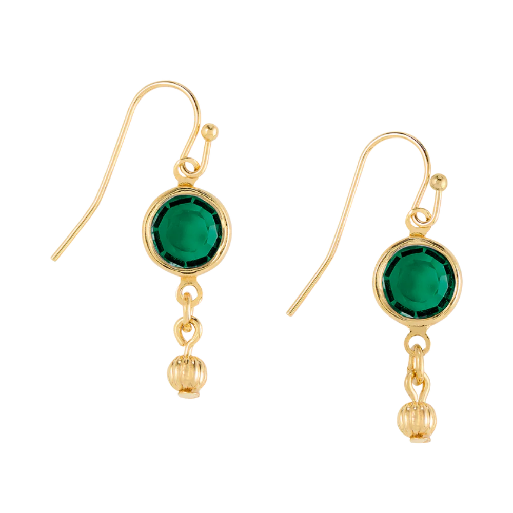 Faceted-stone drop earrings in 14k-style gold, inspired by the White House Green Room — a refined, versatile accessory that adds subtle elegance to formal or everyday outfits.