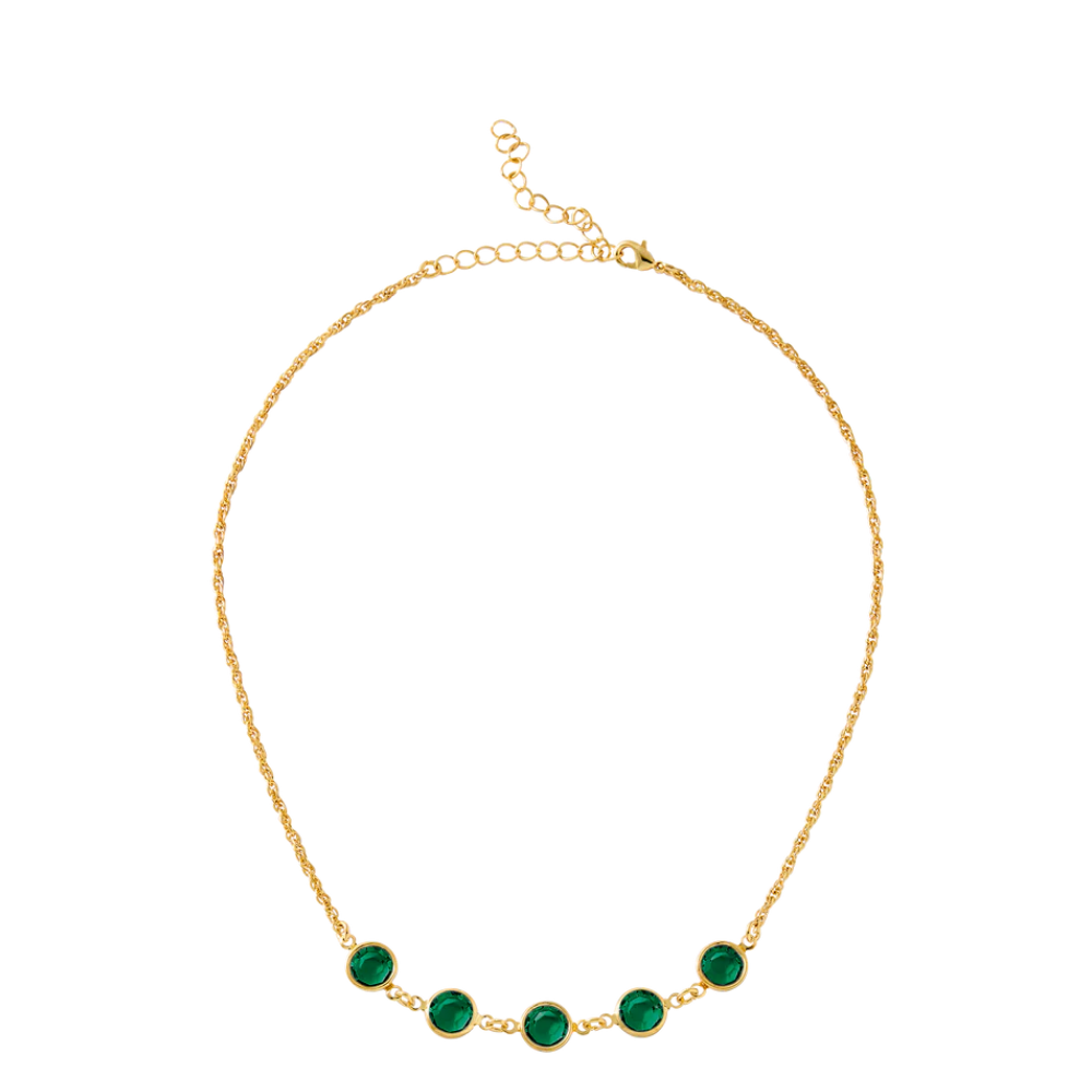 Green Room Faceted Stone Necklace in 14k Gold - Image 2