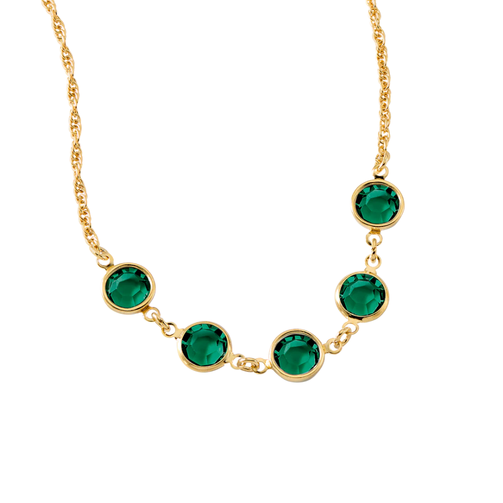 Green Room Faceted Stone Necklace in 14k Gold
