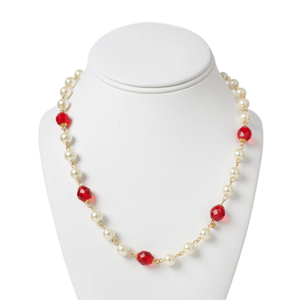 Red Room Fashion Pearl with Red Crystal Necklace