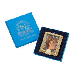 A handcrafted felt ornament honoring Jacqueline Kennedy, offering a graceful, historically inspired keepsake suitable for holiday decoration or year-round display.