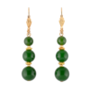 Three-bead jade drop earrings, 2-inch gold-accented design, elegantly inspired by the Green Room — a refined, historically-inspired accessory for gift or personal wear.