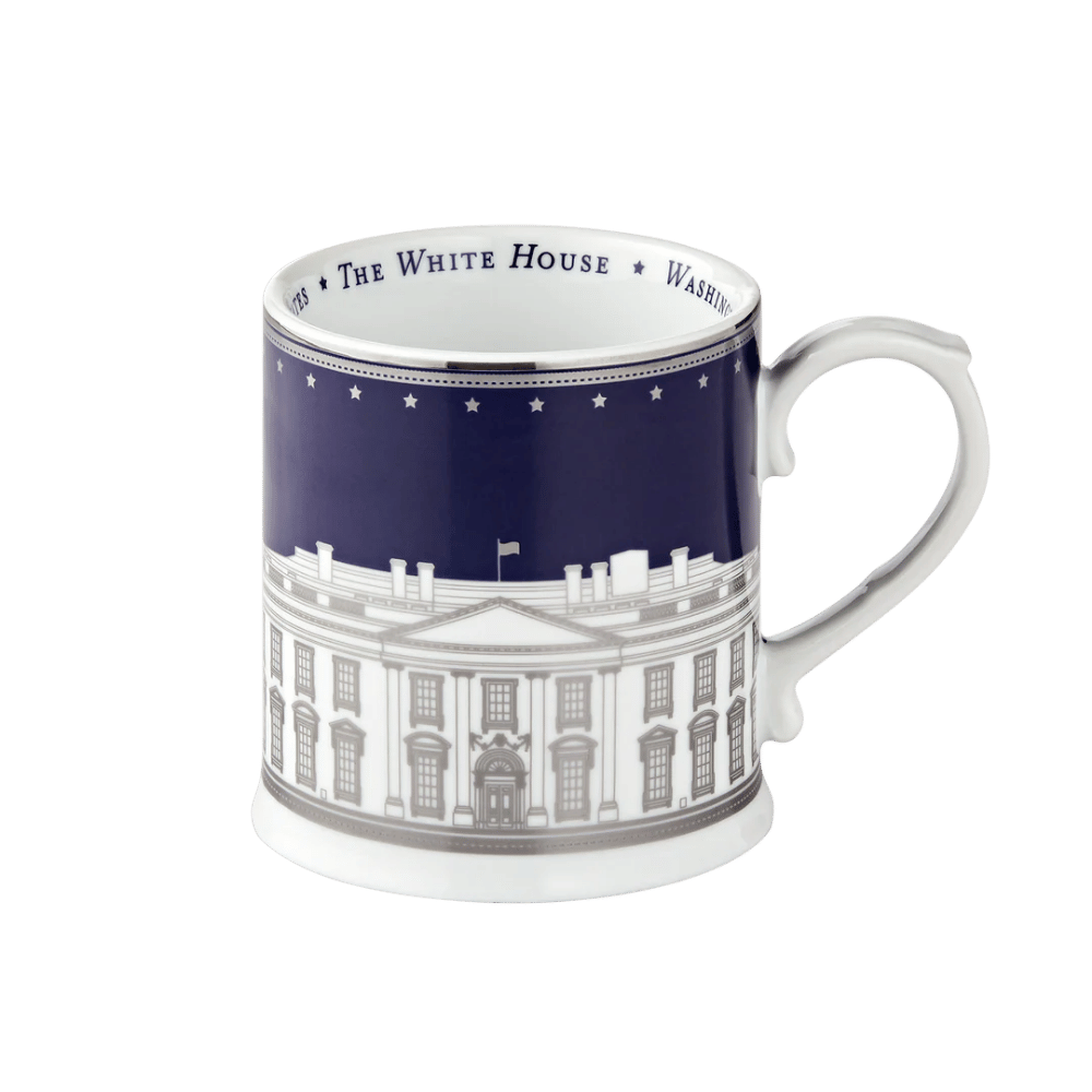Navy Silver White House Mug