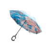 A functional upside-down umbrella with Avenue in the Rain artwork — stylish, practical protection from rain with patriotic flair.