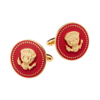 Red and gold enamel Truman Seal cufflinks — a bold, patriotic accessory with classic presidential flair.
