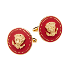 Red and gold enamel Truman Seal cufflinks — a bold, patriotic accessory with classic presidential flair.