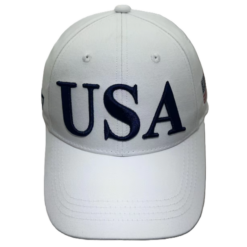 USA Flag Trump 45/47 Embroidered Hat White